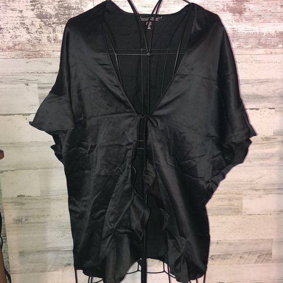 Victoria's Secret Other - Victoria’s Secret black silky cover up sleep wear black silky sheer layo…​